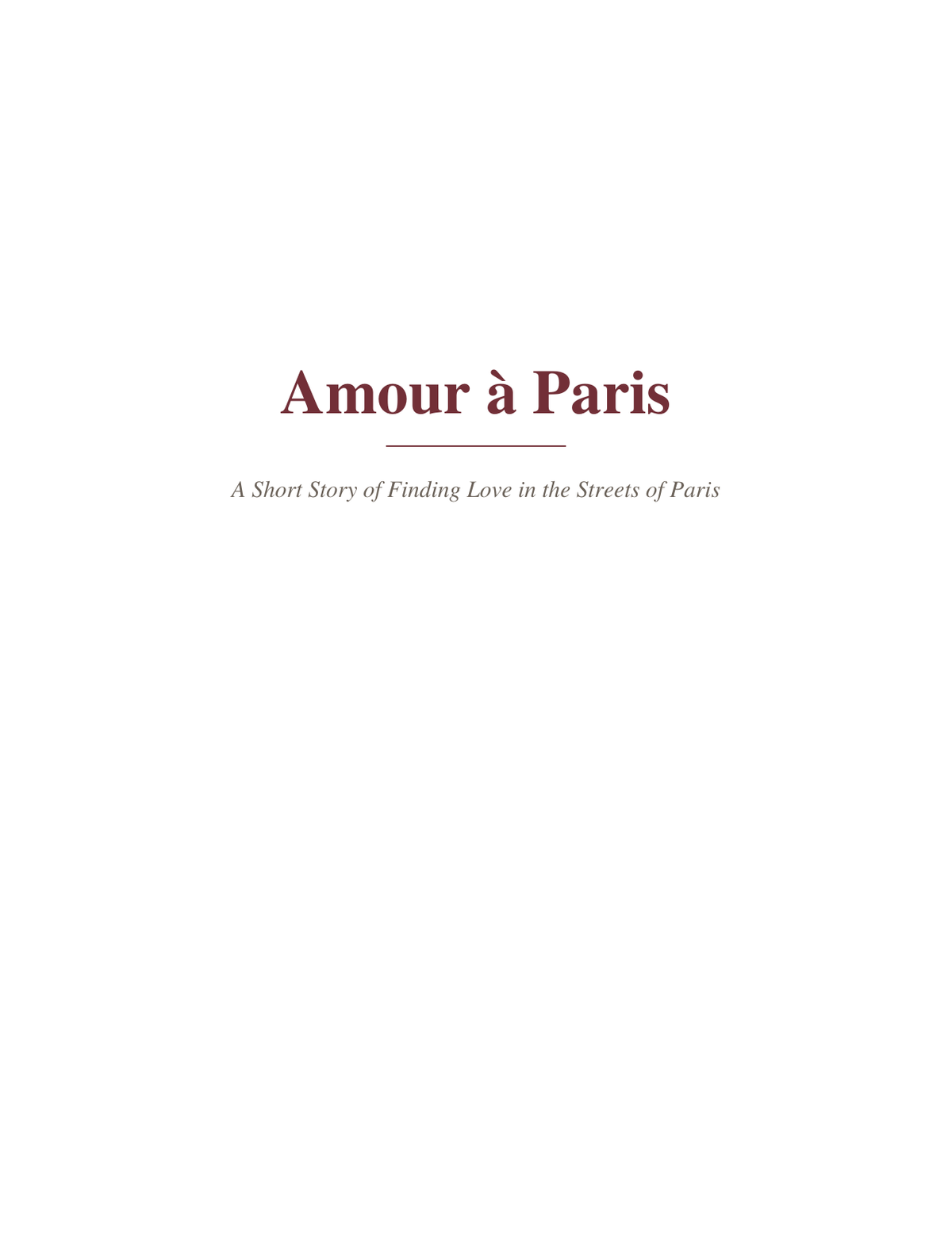 Amour à Paris — Printable Romance Short Story (PDF)