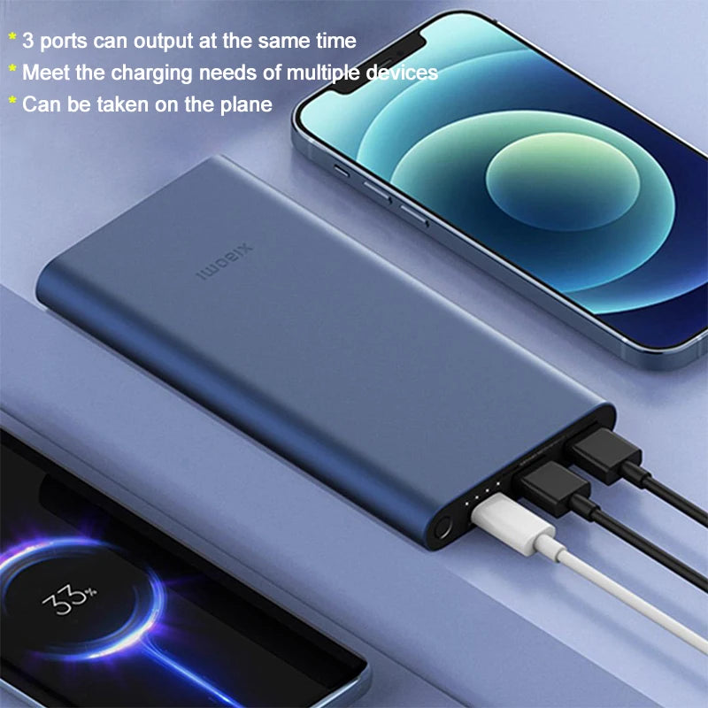 Xiaomi 10000mAh 22.5W Power Bank, 3 Ports, USB-C Fast Charging, Aluminum Alloy, Support Low Current Mode, For iPhone 16 15 14 13