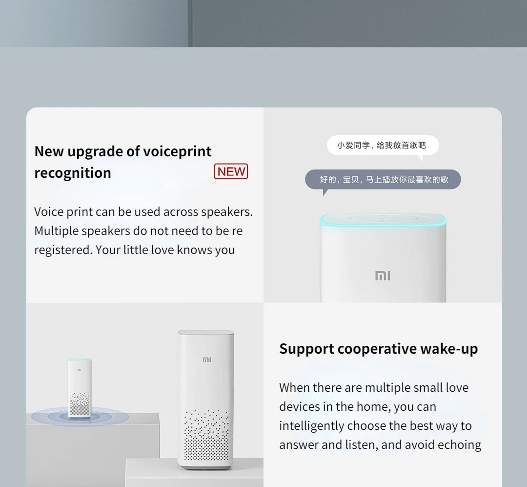 Xiaomi AI Speaker Second Gen Xiaoai Smart Speaker Bluetooth 5.0 Audio Mesh Gateway Voice Remote Control Work with Mi Home APP CN