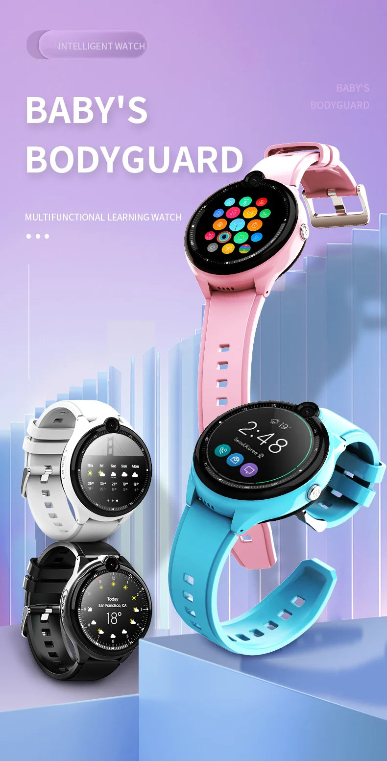 2024 best selling Kids 4G Smart Watch SOS GPS Location Tracker Video Call Chat Camera Sim Card Waterproof Smartwatch for Child