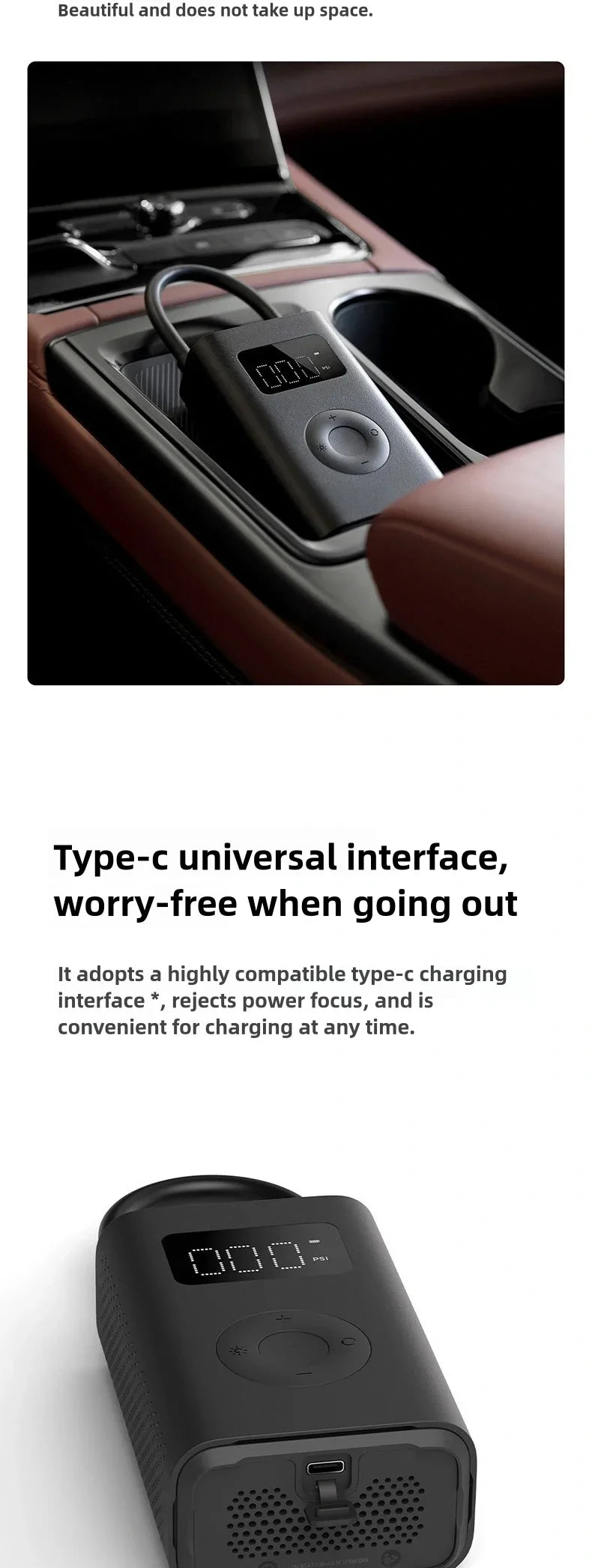 Xiaomi Mijia Air Pump 2 Portable Car & Bicycle Inflator with Tire Pressure Detection 150PSI 2000mAh Rechargeable PreSet Function