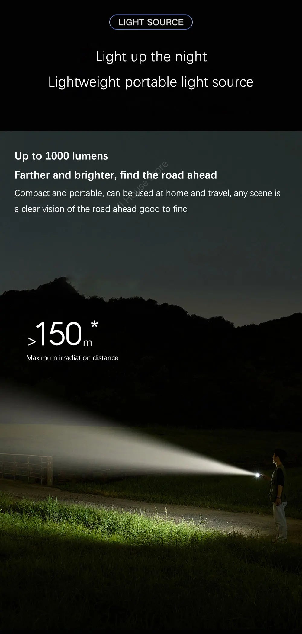 Xiaomi Mijia Flashlight Multi Functional 4in1 Rechargeable 3100mAh 1000 lumen IP65 Waterproof Emergency Light Outdoor