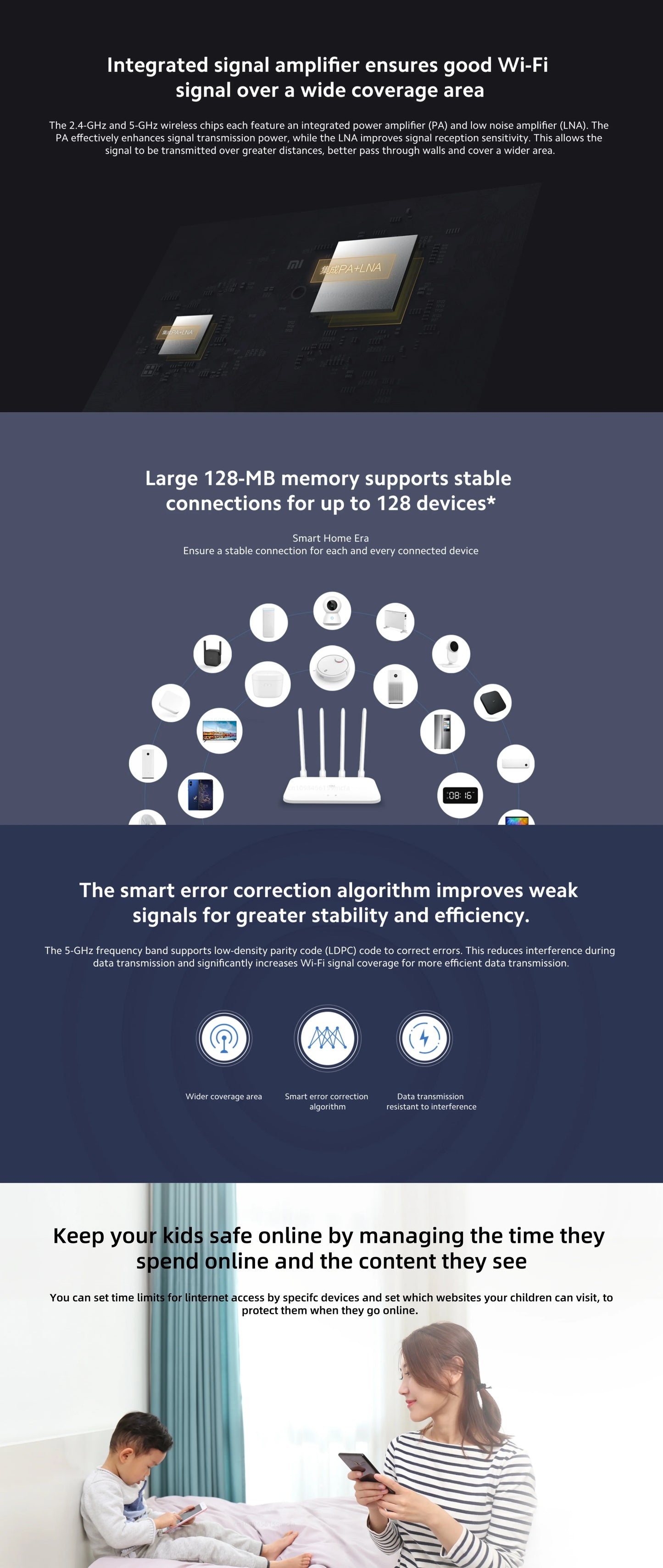 Xiaomi Router 4A Gigabit Edition 1000M 100M 5GHz 2.4GHz WiFi ROM 16MB DDR3 64MB 128MB High Gain 4 Antennas Remote Mi APP Control