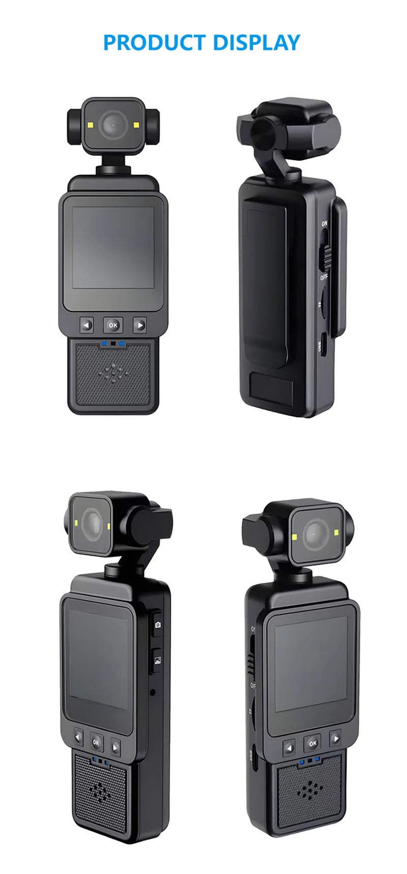 Xiaomi 8K Handheld Sports Camera 180 ° Rotating Mini Portable Anti-shake Camera HD Display WiFi Wearable Night Vision Camera