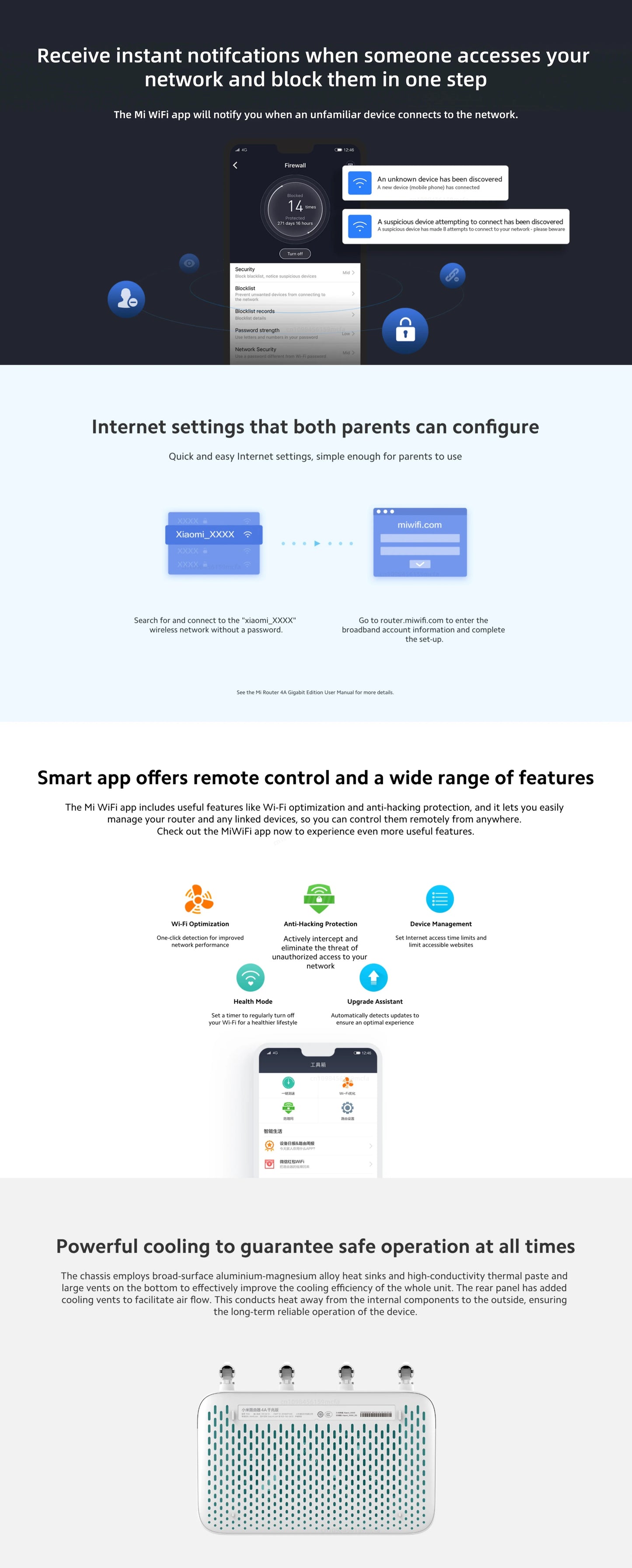 Xiaomi Router 4A Gigabit Edition 1000M 100M 5GHz 2.4GHz WiFi ROM 16MB DDR3 64MB 128MB High Gain 4 Antennas Remote Mi APP Control