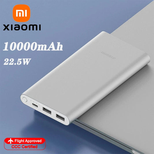 Xiaomi 10000mAh 22.5W Power Bank, 3 Ports, USB-C Fast Charging, Aluminum Alloy, Support Low Current Mode, For iPhone 16 15 14 13