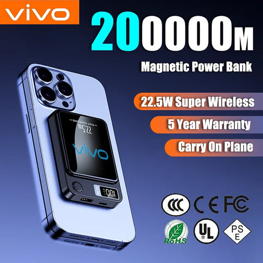 VIVO Magnetic Power Bank 200000mAh Wireless CCC Certification Fast Charge For Magsafe Portable Auxiliary Battery Pack For Iphone