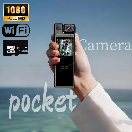 8K HD Portable Mini Action Camera Wifi Back Clip 180° Rotatable IR Night Vision Sports Cam Travel Bicycle Driver Video Recorder