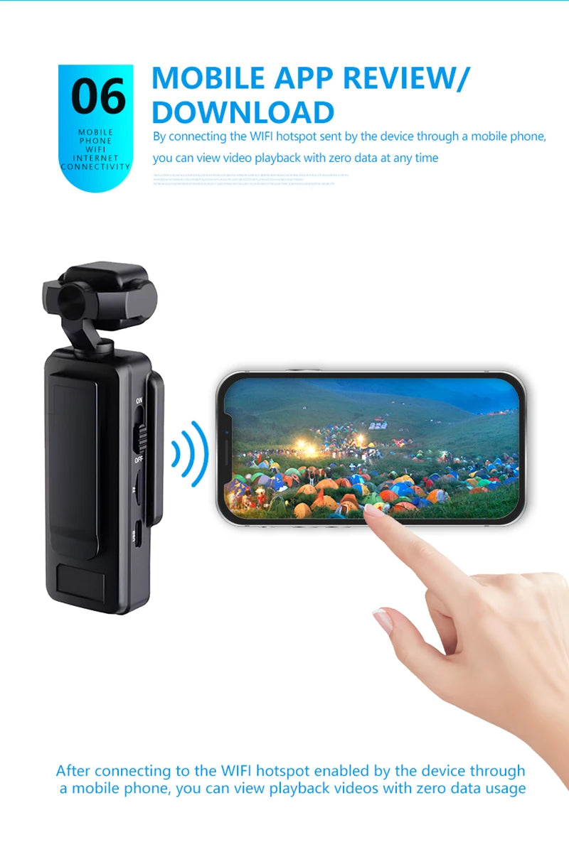 Xiaomi 8K Handheld Sports Camera 180 ° Rotating Mini Portable Anti-shake Camera HD Display WiFi Wearable Night Vision Camera