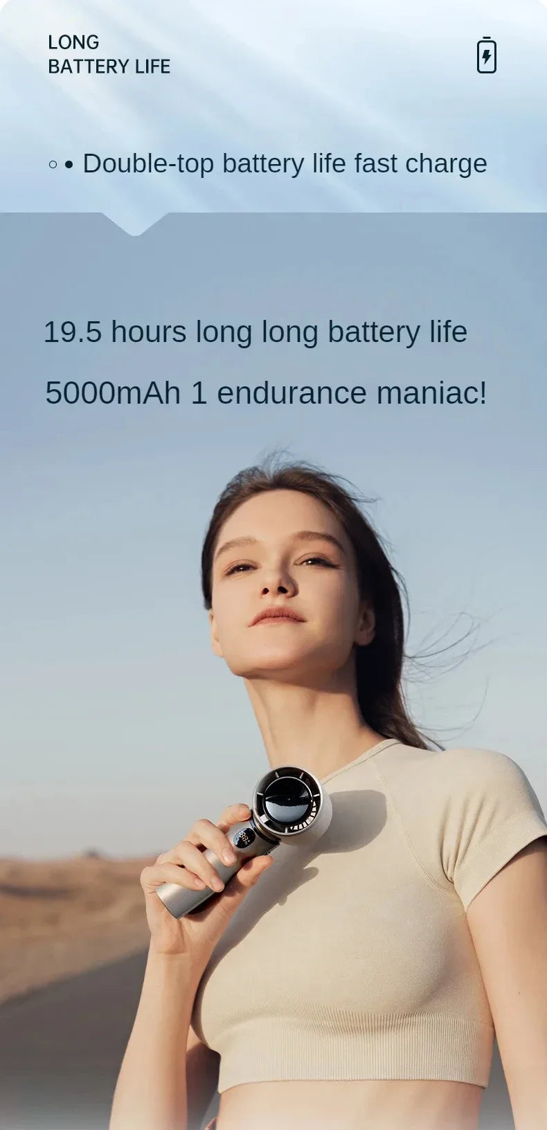 Xiaomi Electric Fan Technology Display 8000mah Wireless Portable Air Circulator Fan Desktop Air Cooling Cooler Quiet MIJIA Fan