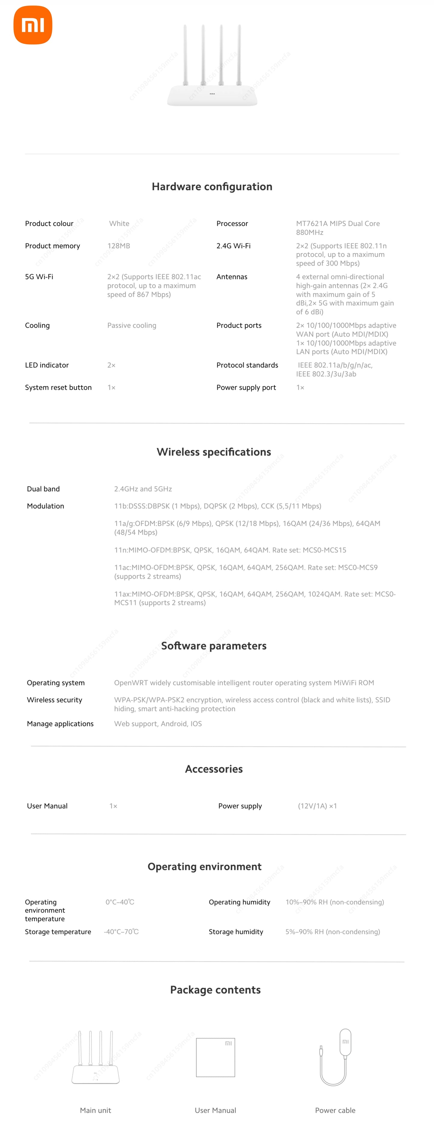 Xiaomi Router 4A Gigabit Edition 1000M 100M 5GHz 2.4GHz WiFi ROM 16MB DDR3 64MB 128MB High Gain 4 Antennas Remote Mi APP Control