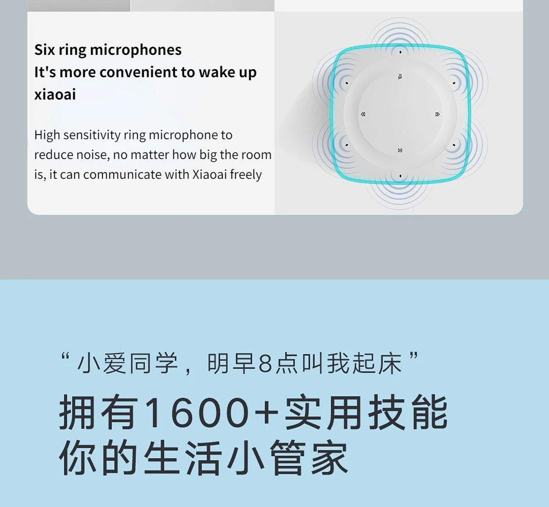 Xiaomi AI Speaker Second Gen Xiaoai Smart Speaker Bluetooth 5.0 Audio Mesh Gateway Voice Remote Control Work with Mi Home APP CN