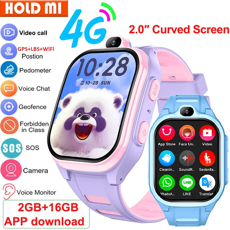 4G Smart Watch Kids GPS WIFI Video Call SOS APP Download Child Smartwatch Monitor Tracker Location Phone Watch Boys Girls Gifts