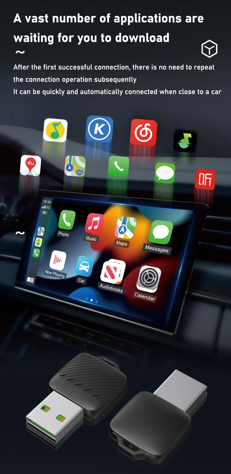 Xiaomi 2 in1 Wireless Android Auto Adapter Wireless CarPlay Dongle Car Intelligent Systems AI Smart Box For Car Wired CarPlay