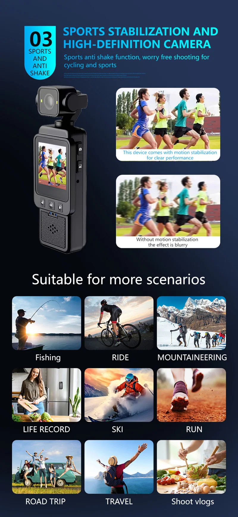 Xiaomi 8K Handheld Sports Camera 180 ° Rotating Mini Portable Anti-shake Camera HD Display WiFi Wearable Night Vision Camera