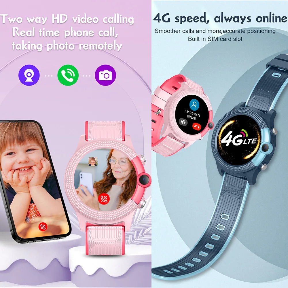 New 4G Kids Smart Watch Waterproof HD Video Call SOS GPS LBS WIFI Location Tracker Remote Monitor Children Smartwatch Boy Girl