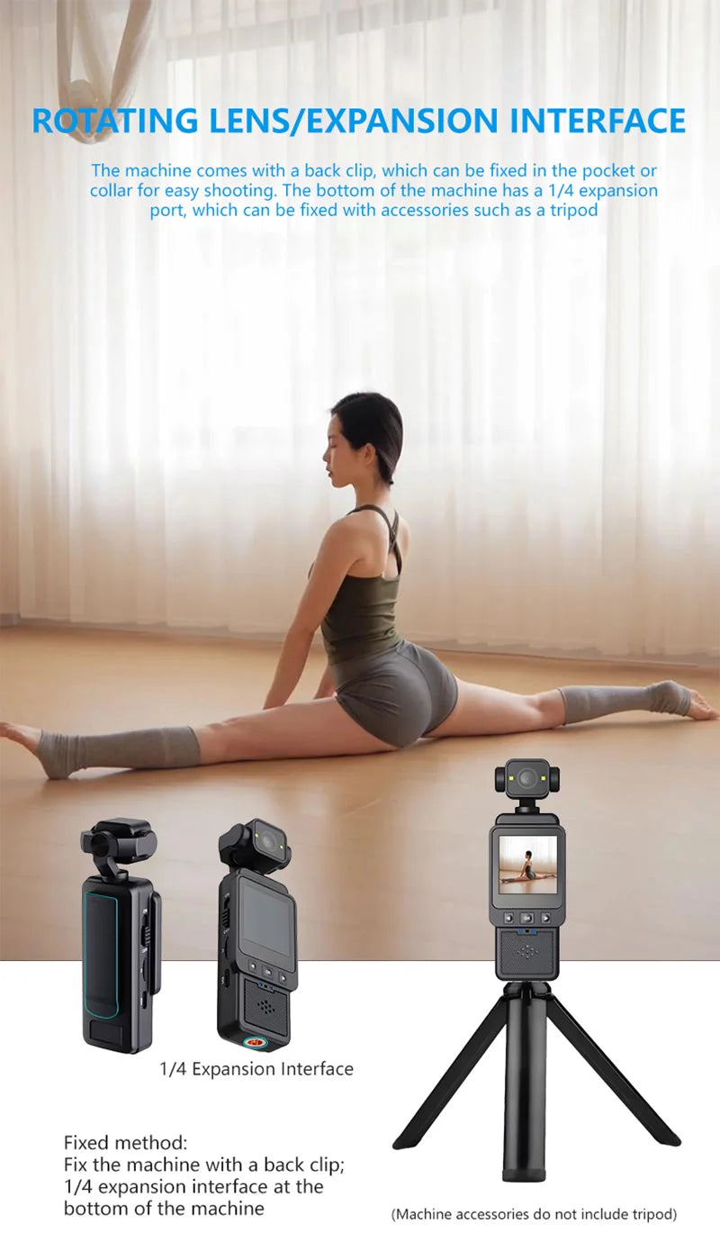 Xiaomi 8K Handheld Sports Camera 180 ° Rotating Mini Portable Anti-shake Camera HD Display WiFi Wearable Night Vision Camera