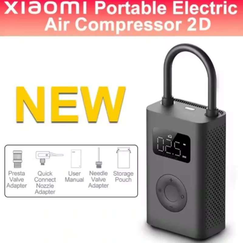 Xiaomi Mijia Air Pump 2 Portable Car & Bicycle Inflator with Tire Pressure Detection 150PSI 2000mAh Rechargeable PreSet Function