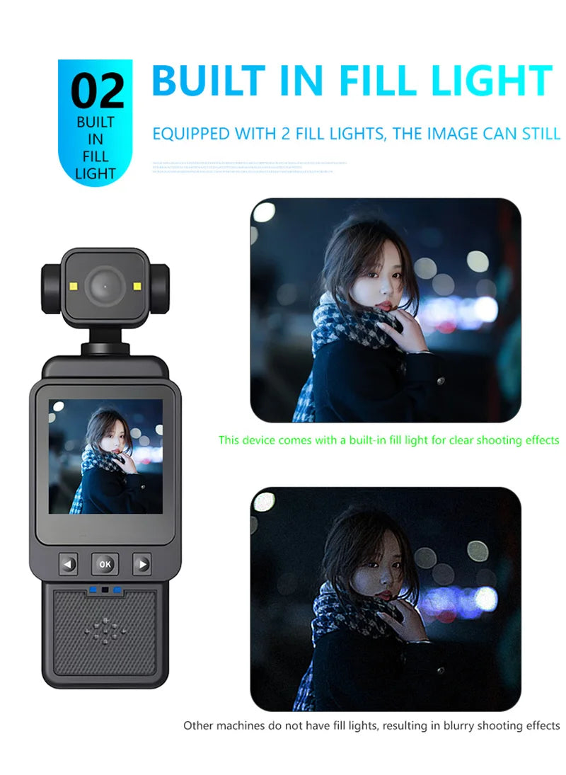 Xiaomi 8K Handheld Sports Camera 180 ° Rotating Mini Portable Anti-shake Camera HD Display WiFi Wearable Night Vision Camera